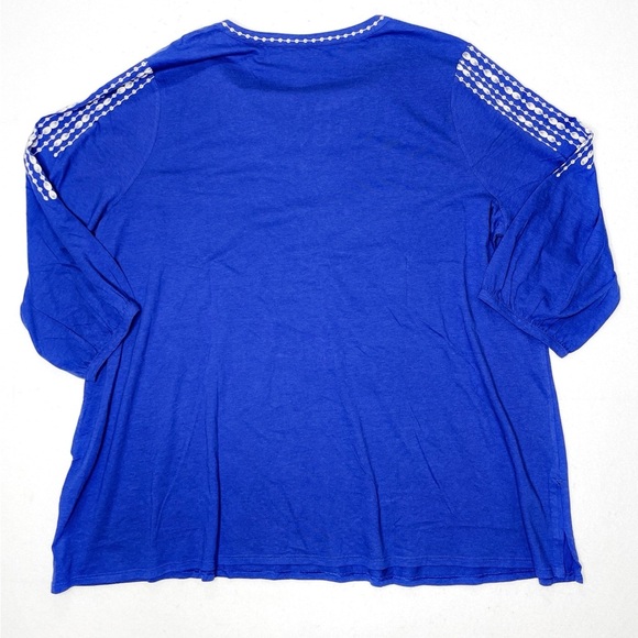 J.Jill Embellished Embroidered Floral Tunic Blouse Navy Blue size 3X - Picture 2 of 9